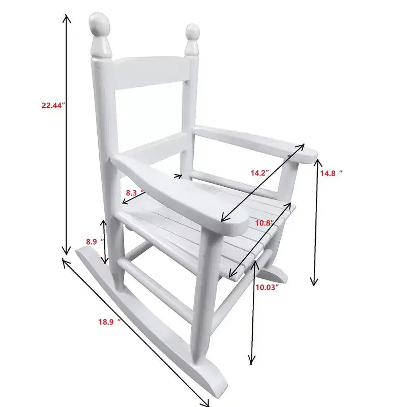 Fauteuil à bascule pour enfants, conception robuste en bois dur avec dossier à lattes, sûr et confortable, facile à assembler