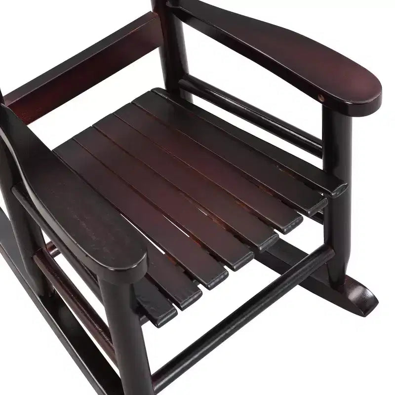 Fauteuil à bascule pour enfants, conception robuste en bois dur avec dossier à lattes, sûr et confortable, facile à assembler
