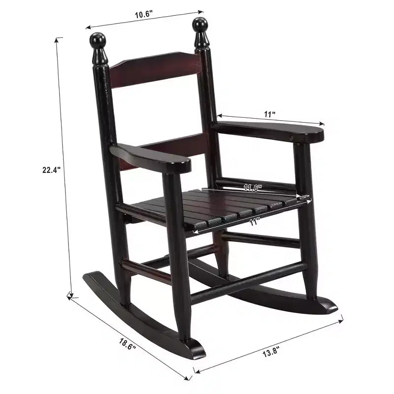 Fauteuil à bascule pour enfants, conception robuste en bois dur avec dossier à lattes, sûr et confortable, facile à assembler