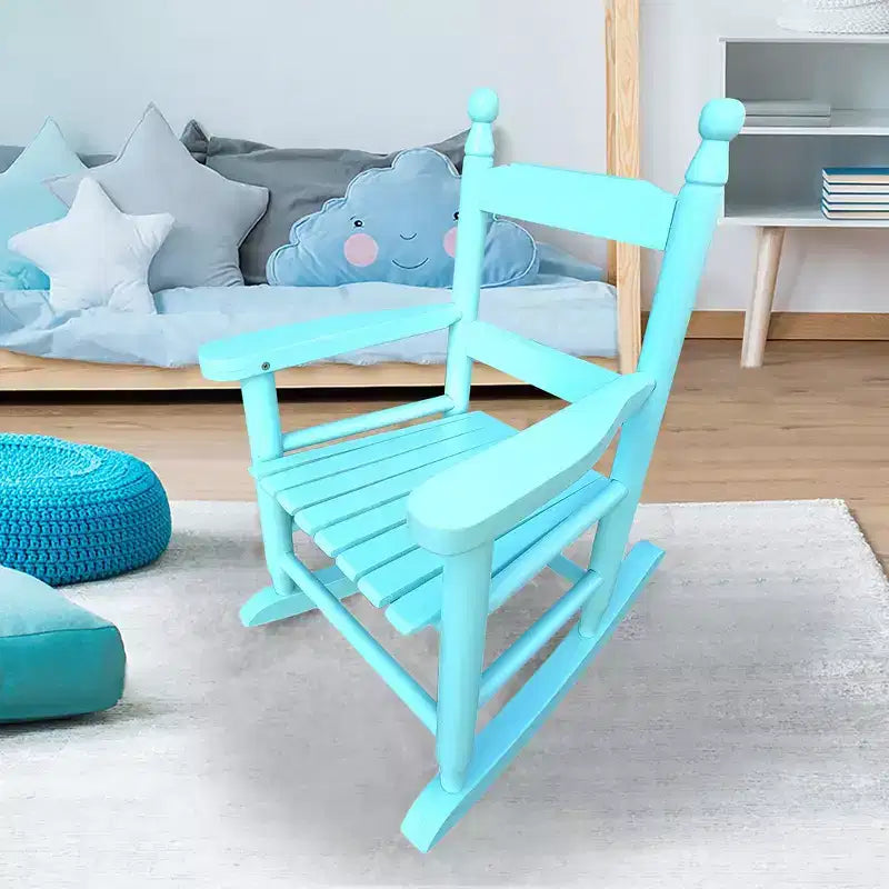 Fauteuil à bascule pour enfants, conception robuste en bois dur avec dossier à lattes, sûr et confortable, facile à assembler