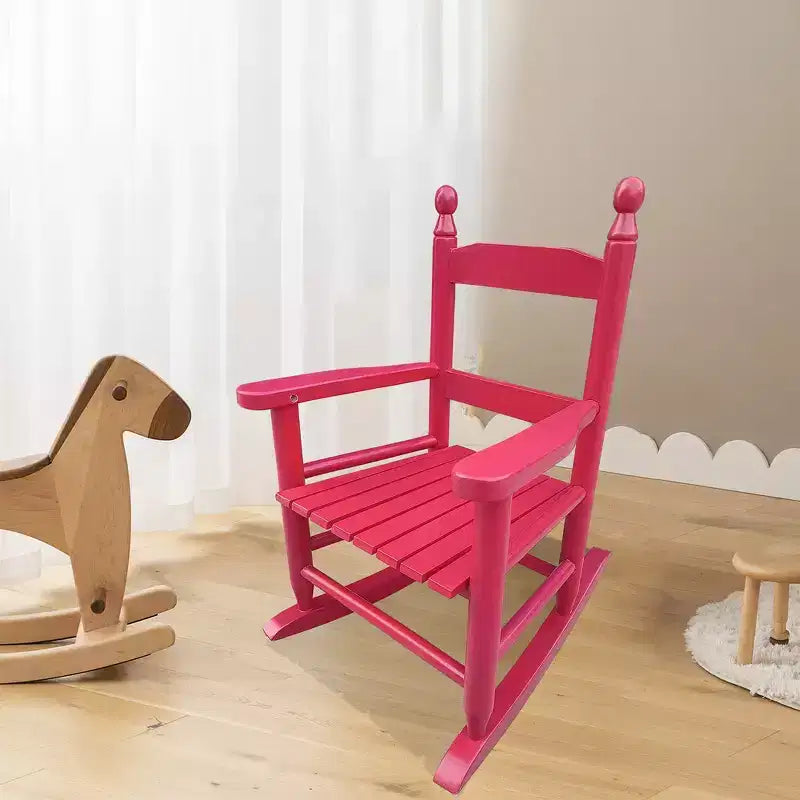 Fauteuil à bascule pour enfants, conception robuste en bois dur avec dossier à lattes, sûr et confortable, facile à assembler