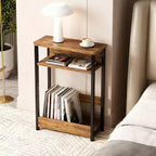 Table d'appoint de canapé moderne, table de bout étroite à 3 niveaux en bois, table de chevet de chambre mince, table de chevet d'appoint pour petit espace salon chambre