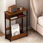 Table d'appoint de canapé moderne, table de bout étroite à 3 niveaux en bois, table de chevet de chambre mince, table de chevet d'appoint pour petit espace salon chambre
