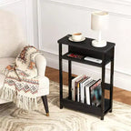 Table d'appoint de canapé moderne, table de bout étroite à 3 niveaux en bois, table de chevet de chambre mince, table de chevet d'appoint pour petit espace salon chambre