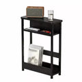 Modern Sofa Side Table, 3 Tier Wooden Narrow End Table, Slim Bedroom Nightstand, Accent Bedside Table for Small Space Living Room Bedroom