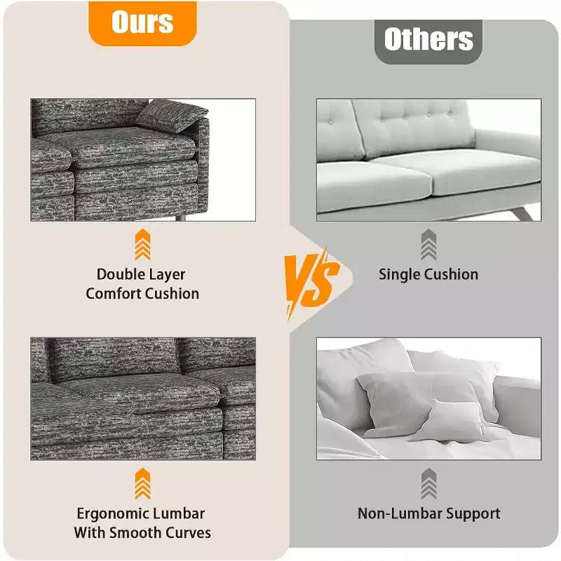 Canapé modulaire 108 XL, sectionnel moderne à assise profonde en chenille en forme de L pour 4 avec pouf amovible, canapé modulable polyvalent pour salon