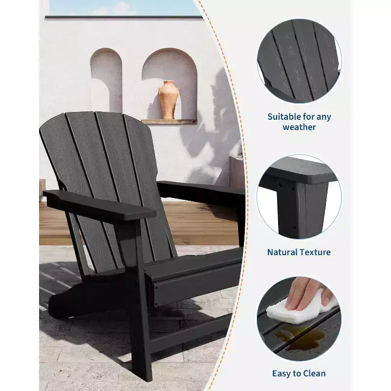 Chaise Adirondack, Chaise d'extérieur en PEHD haute résistance, Chaise de patio résistante aux intempéries pour pelouse et jardin