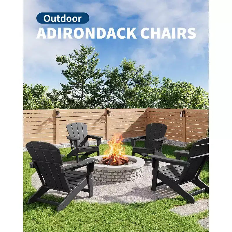 Chaise Adirondack, Chaise d'extérieur en PEHD haute résistance, Chaise de patio résistante aux intempéries pour pelouse et jardin