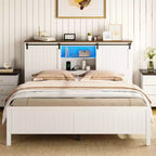 Bed Frame Upholstered with Storage, Metal Frame with Wood Lath Support, No Box Spring Needed, Easy Assembly
