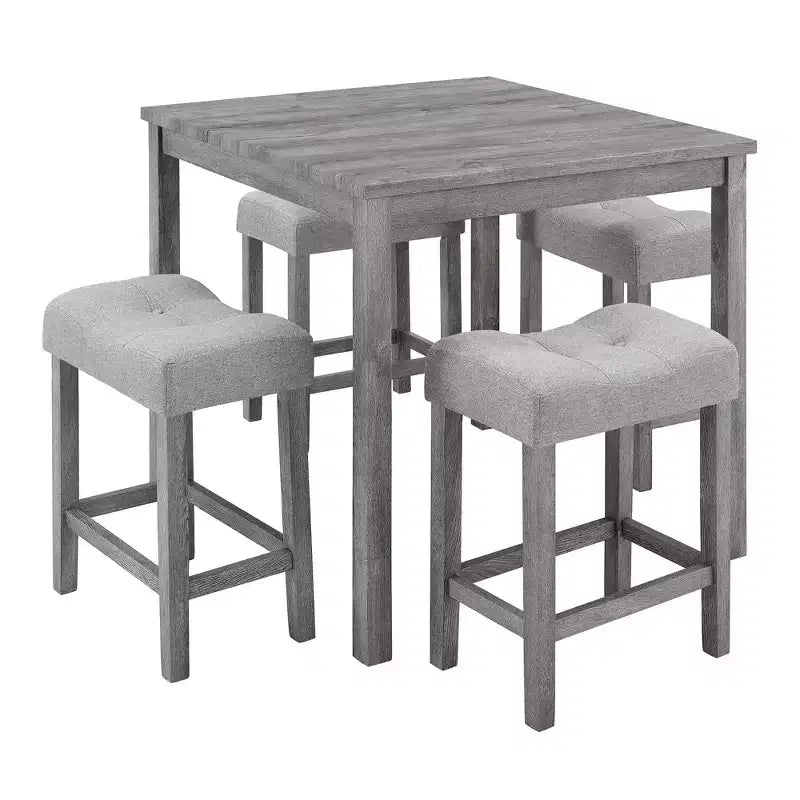 Ensemble de 5 pièces de table de bar de style ferme et tabourets de bar pour cuisine, salle à manger, ensemble de dînette vintage avec cadre en bois massif