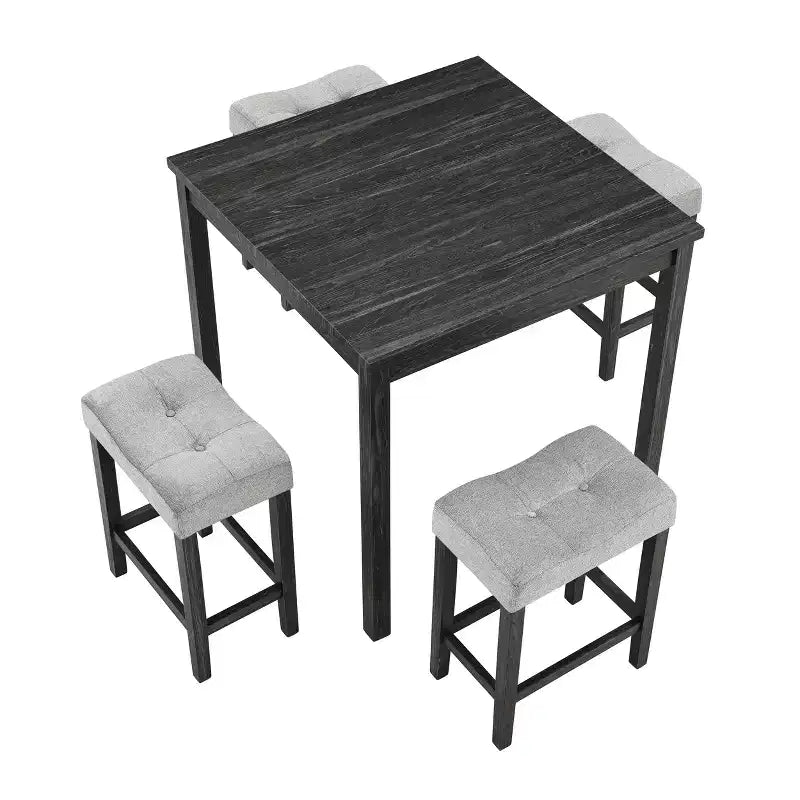 Ensemble de 5 pièces de table de bar de style ferme et tabourets de bar pour cuisine, salle à manger, ensemble de dînette vintage avec cadre en bois massif