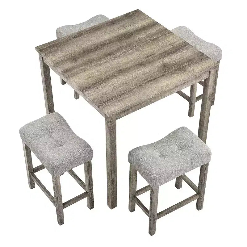 Ensemble de 5 pièces de table de bar de style ferme et tabourets de bar pour cuisine, salle à manger, ensemble de dînette vintage avec cadre en bois massif