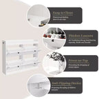 Grand meuble à chaussures avec 4 tiroirs basculants, crochets et espace de rangement – une solution de rangement de chaussures dissimulée pour les entrées, les couloirs et les salons.