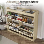Grand meuble à chaussures avec 4 tiroirs basculants, crochets et espace de rangement – une solution de rangement de chaussures dissimulée pour les entrées, les couloirs et les salons.