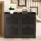 Grand meuble à chaussures avec 4 tiroirs basculants, crochets et espace de rangement – une solution de rangement de chaussures dissimulée pour les entrées, les couloirs et les salons.