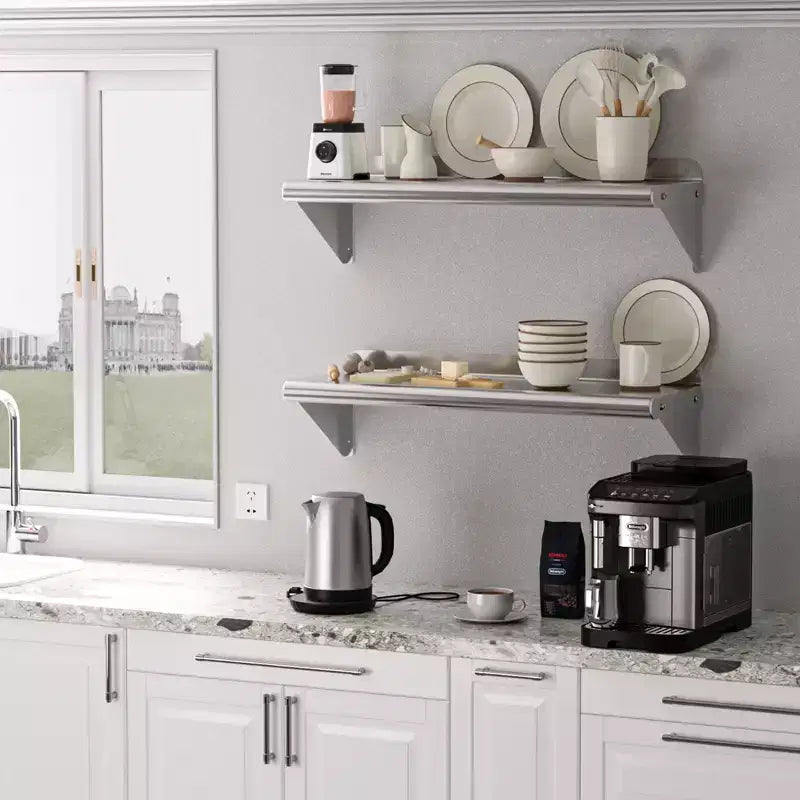 Étagère murale en acier inoxydable, étagère murale de qualité commerciale NSF avec surface plate pour la cuisine, les restaurants et l'usage domestique