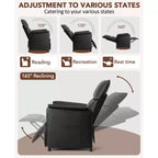 Canapé simple, fauteuil inclinable avec fonction mémoire, cuir PU, siège de cinéma maison, adapté au salon et au bureau.