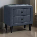 Royal Hampton Nightstand, 2 Drawers, 22 Inch Upholstered in Charcoal Gray Linen