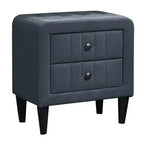 Table de chevet, 2 tiroirs, 56 cm, recouverte de lin gris anthracite