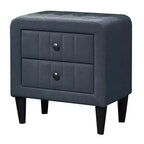 Table de chevet, 2 tiroirs, 56 cm, recouverte de lin gris anthracite