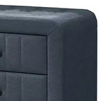 Table de chevet, 2 tiroirs, 56 cm, recouverte de lin gris anthracite