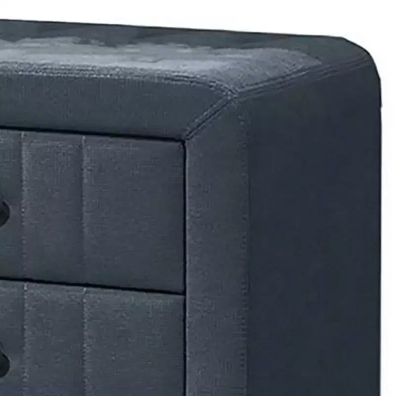 Table de chevet, 2 tiroirs, 56 cm, recouverte de lin gris anthracite