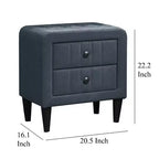 Table de chevet, 2 tiroirs, 56 cm, recouverte de lin gris anthracite