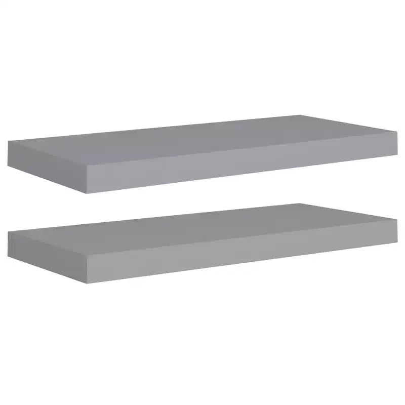 Étagère murale, lot de 2, nid d'abeille gris en MDF, métal, étagère murale moyenne