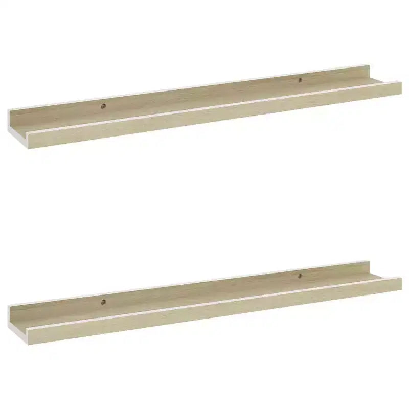 Lot de 2 étagères murales MDF blanc et chêne sonoma 60 cm de long
