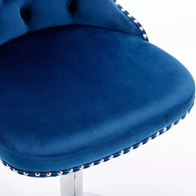 Tabourets de bar pivotants en velours hauteur comptoir, lot de 2, tabourets de bar pivotants à 360° avec dossier capitonné et cadre argenté mat