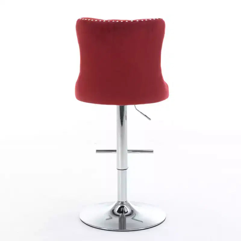 Tabourets de bar pivotants en velours hauteur comptoir, lot de 2, tabourets de bar pivotants à 360° avec dossier capitonné et cadre argenté mat