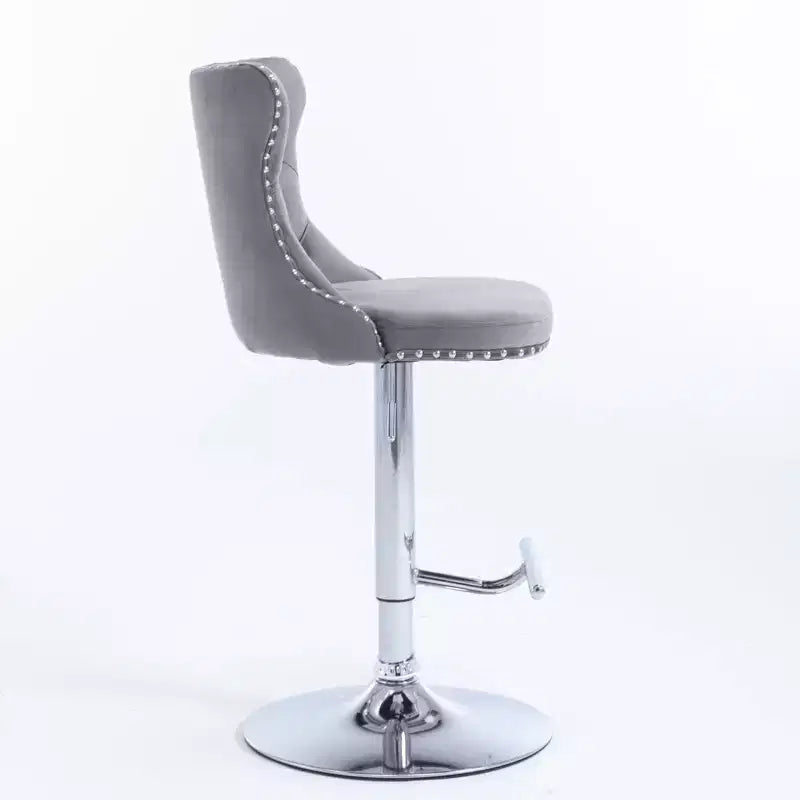 Tabourets de bar pivotants en velours hauteur comptoir, lot de 2, tabourets de bar pivotants à 360° avec dossier capitonné et cadre argenté mat