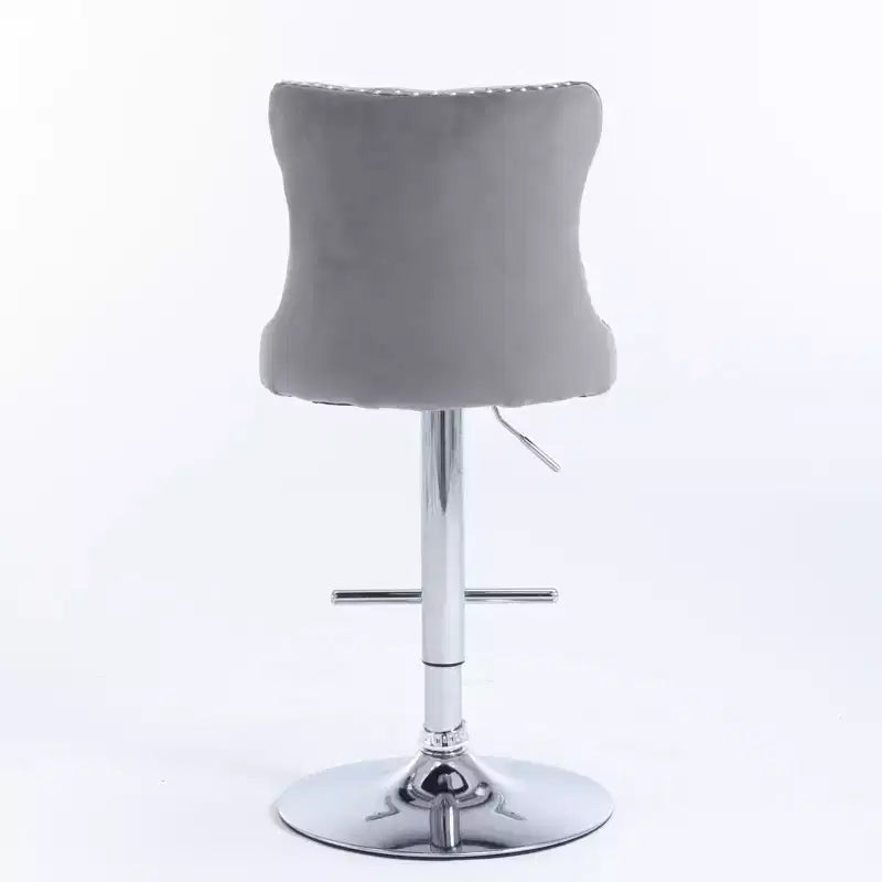 Tabourets de bar pivotants en velours hauteur comptoir, lot de 2, tabourets de bar pivotants à 360° avec dossier capitonné et cadre argenté mat