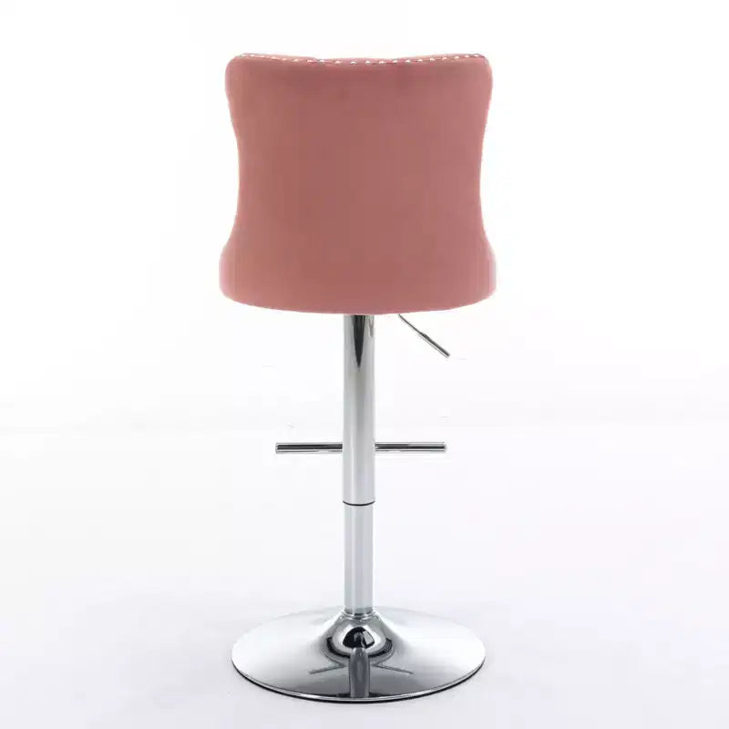 Tabourets de bar pivotants en velours hauteur comptoir, lot de 2, tabourets de bar pivotants à 360° avec dossier capitonné et cadre argenté mat