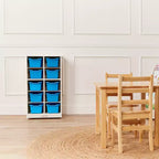 Meuble de rangement mobile à 10 casiers et 10 bacs frontaux inclinés, 5x2, mobilier pour enfants