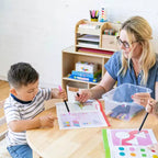 Meuble de rangement mobile à 10 casiers et 10 bacs frontaux inclinés, 5x2, mobilier pour enfants