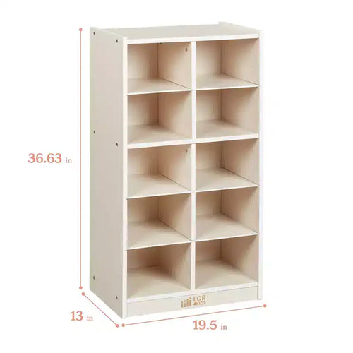 Meuble de rangement mobile à 10 casiers et 10 bacs frontaux inclinés, 5x2, mobilier pour enfants