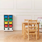 Meuble de rangement mobile à 10 casiers et 10 bacs frontaux inclinés, 5x2, mobilier pour enfants