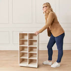Meuble de rangement mobile à 10 casiers et 10 bacs frontaux inclinés, 5x2, mobilier pour enfants