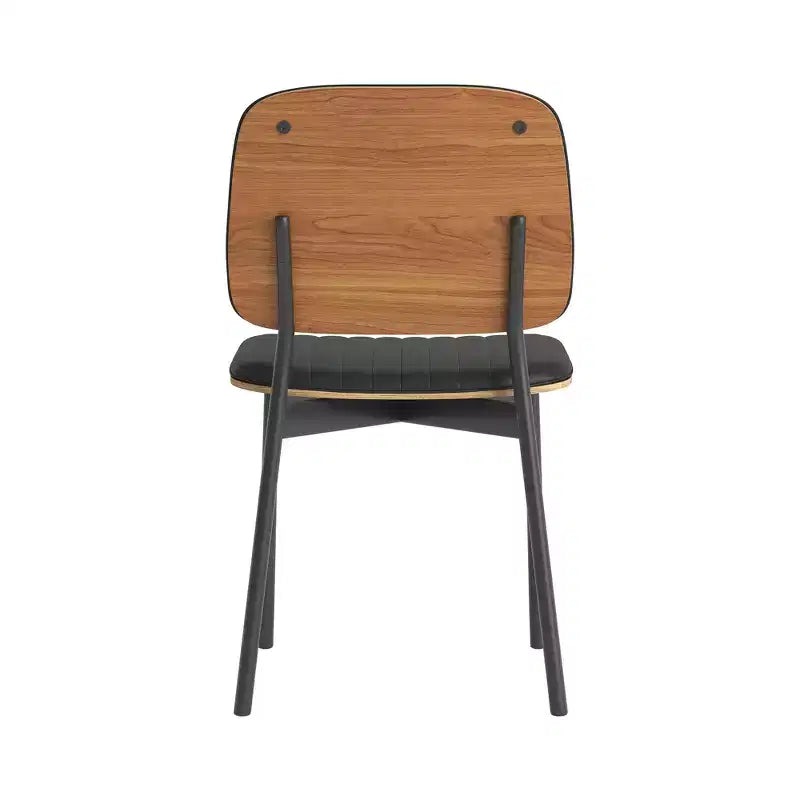 Chaise de salle à manger moderne du milieu du siècle, dossier et assise en cuir rembourrés, chaise d'appoint élégante pour cuisine salle à manger salon, noir