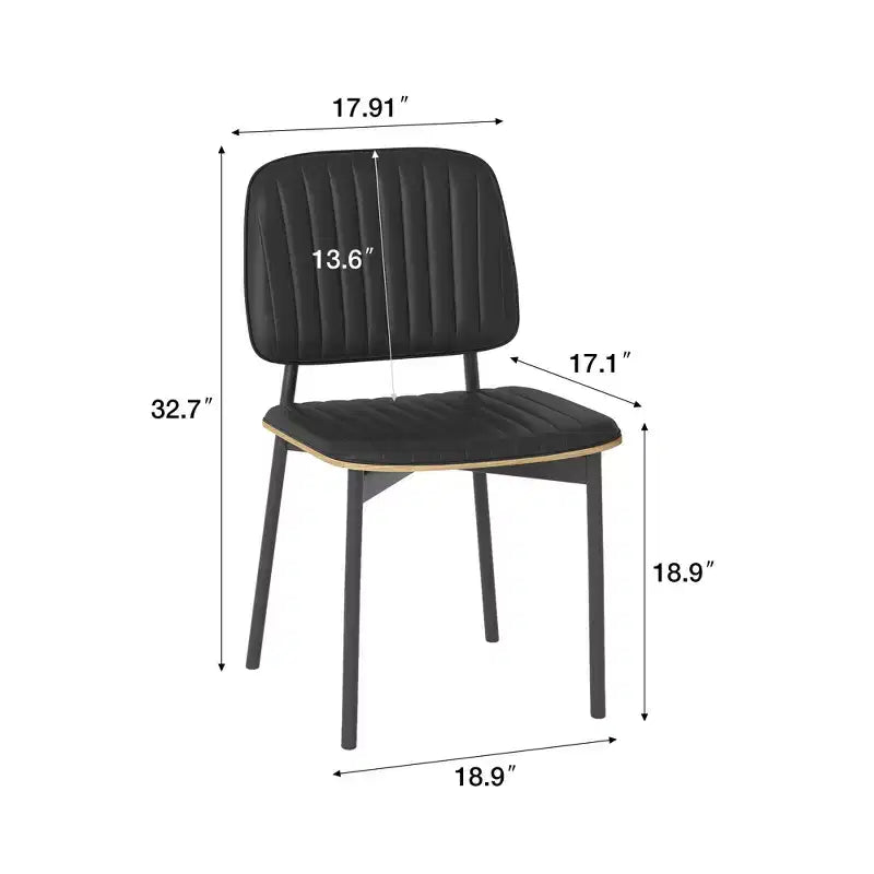 Chaise de salle à manger moderne du milieu du siècle, dossier et assise en cuir rembourrés, chaise d'appoint élégante pour cuisine salle à manger salon, noir
