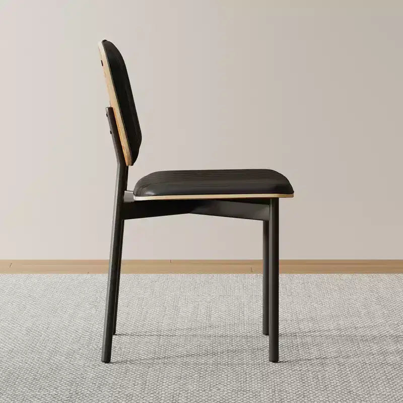 Chaise de salle à manger moderne du milieu du siècle, dossier et assise en cuir rembourrés, chaise d'appoint élégante pour cuisine salle à manger salon, noir