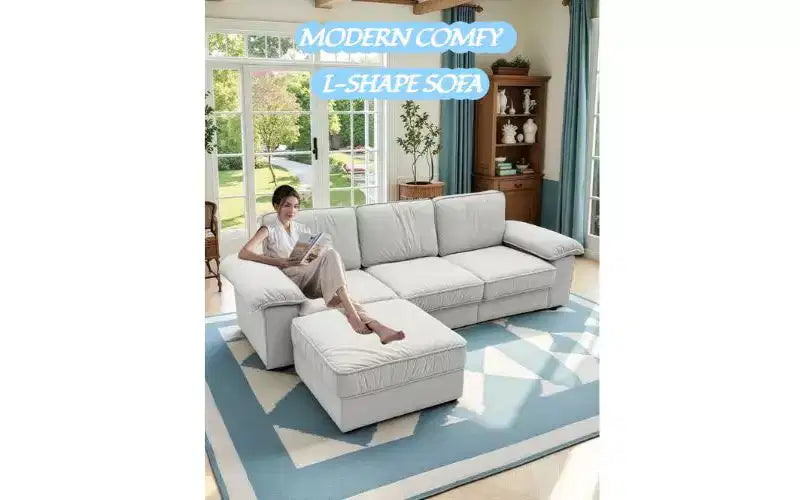 Canapé d'angle modulable moderne 4 places en velours Cleo 105,5''