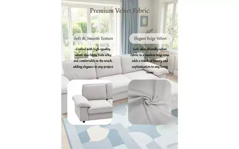 Canapé d'angle modulable moderne 4 places en velours Cleo 105,5''