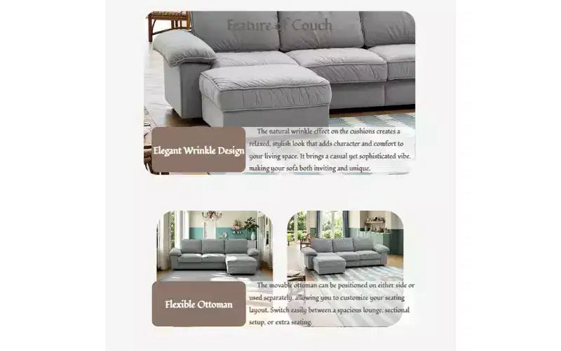 Canapé d'angle modulable moderne 4 places en velours Cleo 105,5''