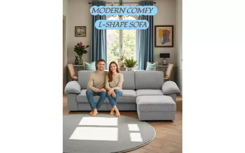 Canapé d'angle modulable moderne 4 places en velours Cleo 105,5''