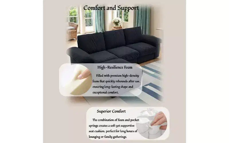 Canapé d'angle modulable moderne 4 places en velours Cleo 105,5''
