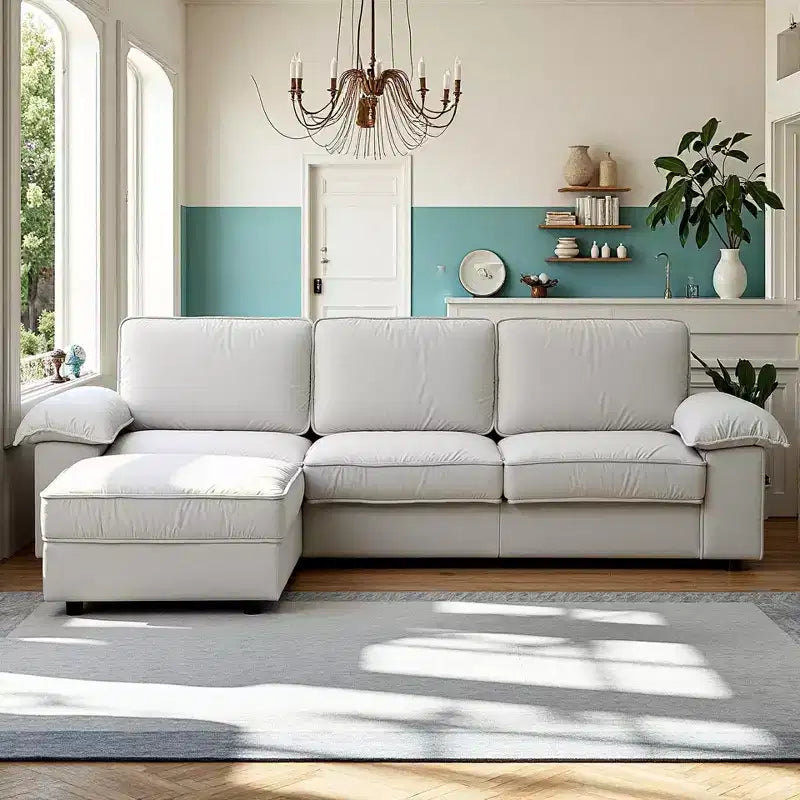 Canapé d'angle modulable moderne 4 places en velours Cleo 105,5''