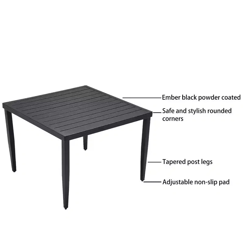 Table carrée en aluminium léger pour pelouse, jardin,