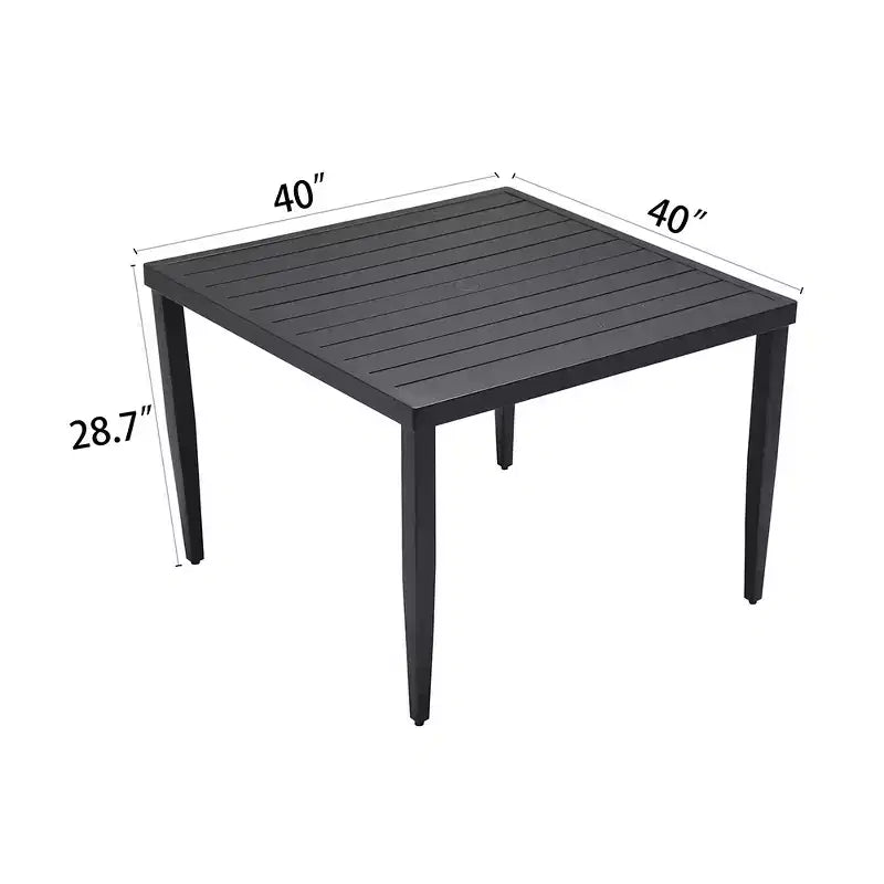 Table carrée en aluminium léger pour pelouse, jardin,
